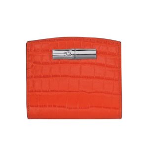 Portfele Longchamp Skórzane Pomarańczowe | 9341-OGBQP