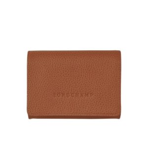 Posiadacz Karty Longchamp Caramel Skórzane Brązowe | 1583-TRLZB