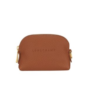 Posiadacz Karty Longchamp Caramel Skórzane Brązowe | 9402-IOYCX