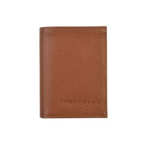 Posiadacz Karty Longchamp Card Caramel Skórzane Brązowe | 0751-MUAPJ