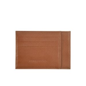 Posiadacz Karty Longchamp Card Caramel Skórzane Brązowe | 2961-HRODW