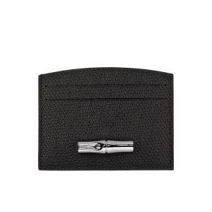 Posiadacz Karty Longchamp Card Skórzane Czarne | 1295-ZWYKD