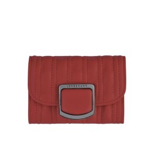 Posiadacz Karty Longchamp Card Skórzane Czerwone | 5840-NXRDT