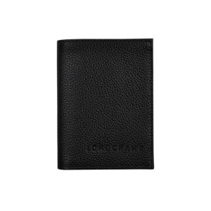Posiadacz Karty Longchamp Card Skórzane Czarne | 7246-WRCJY