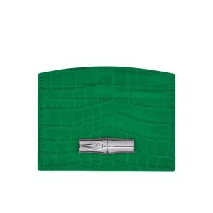 Posiadacz Karty Longchamp Card Skórzane Zielone | 8590-OPQKC