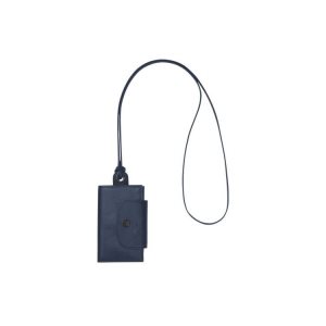 Posiadacz Karty Longchamp Card With Necklace Skórzane Granatowe | 2950-HJKRX