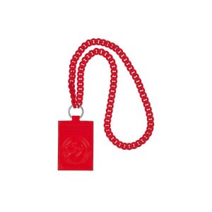 Posiadacz Karty Longchamp Card With Necklace Vermilion Skórzane Czerwone | 4516-EMPUZ