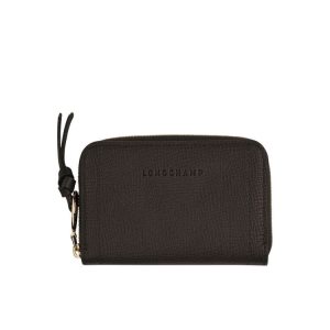 Posiadacz Karty Longchamp Ebony Skórzane Kawa | 7964-BNWOA