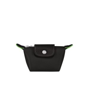 Posiadacz Karty Longchamp Recycled canvas Czarne | 6013-ZQDNI