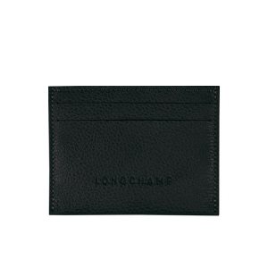 Posiadacz Karty Longchamp Skórzane Czarne | 0768-WKANU