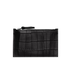 Posiadacz Karty Longchamp Skórzane Czarne | 8921-HLDTX