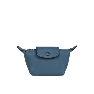 Posiadacz Karty Longchamp Skórzane Niebieskie | 0465-QMVZY