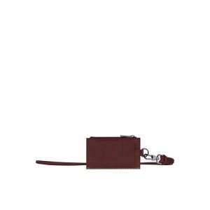 Posiadacz Karty Longchamp With Necklace Skórzane Czerwone | 5876-SOWVU