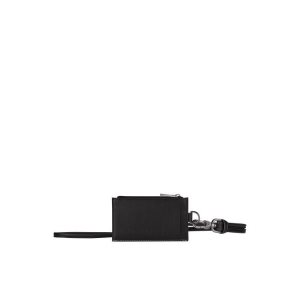 Posiadacz Karty Longchamp With Necklace Skórzane Czarne | 7801-OZEBX