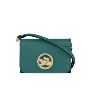 Posiadacz Karty Longchamp With Skórzane Szare Zielone | 8132-KHXMO