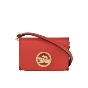 Posiadacz Karty Longchamp With Skórzane Pomarańczowe | 9536-PROSC