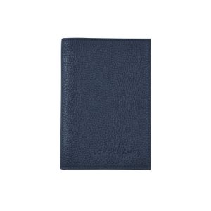 Pouches Longchamp Passport Cover Skórzane Granatowe | 0689-ECWNS