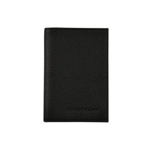 Pouches Longchamp Passport Cover Skórzane Czarne | 4530-POGMB