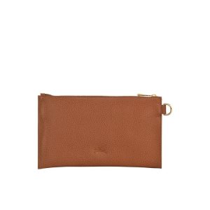 Pouches Longchamp Pouch Caramel Skórzane Brązowe | 9286-MLARC