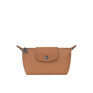 Pouches Longchamp Pouch Hazelnut Skórzane Beżowe | 3251-KUNPZ