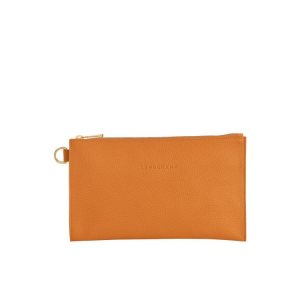 Pouches Longchamp Pouch Saffron Skórzane Pomarańczowe | 0589-ODHBI