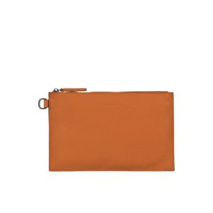 Pouches Longchamp Pouch Saffron Skórzane Pomarańczowe | 3608-SEXAU