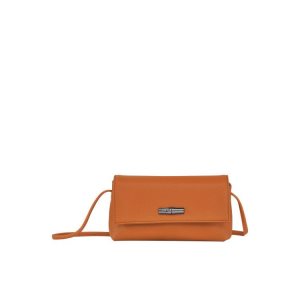 Pouches Longchamp Pouch Saffron Skórzane Pomarańczowe | 7648-BLJZT