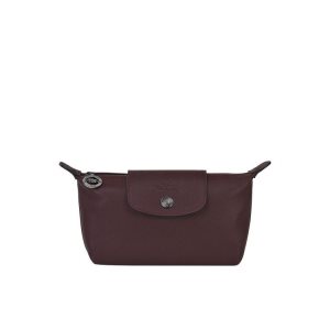 Pouches Longchamp Pouch Skórzane Bordowe | 9058-FESHJ