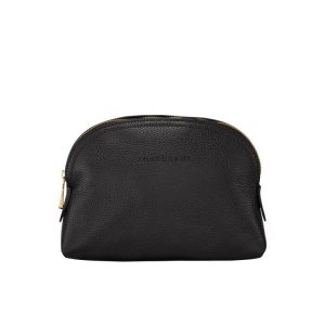 Pouches Longchamp Pouch Skórzane Czarne | 1980-OSAUX