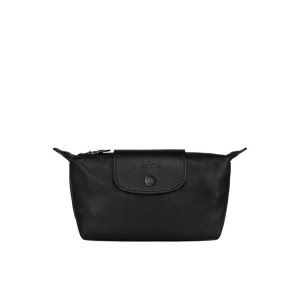 Pouches Longchamp Pouch Skórzane Czarne | 1983-HJYEL
