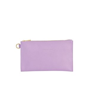 Pouches Longchamp Pouch Skórzane Fioletowe | 2718-DSUOT