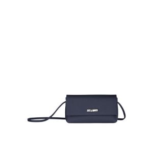 Pouches Longchamp Pouch Skórzane Granatowe | 3261-OSNIL