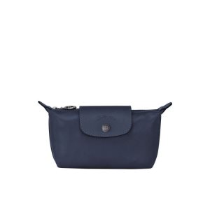 Pouches Longchamp Pouch Skórzane Granatowe | 6983-KJOTN