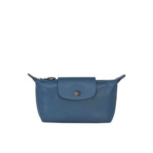 Pouches Longchamp Pouch Skórzane Niebieskie | 8501-CEWTH
