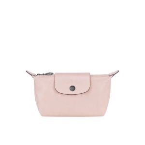 Pouches Longchamp Pouch Skórzane Różowe | 2496-EVJDS