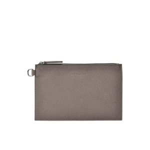 Pouches Longchamp Pouch Skórzane Szare | 0916-EPIZB