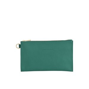 Pouches Longchamp Pouch Skórzane Szare Zielone | 7582-LBYXO
