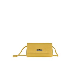 Pouches Longchamp Pouch Skórzane Żółte | 8045-LXHYV