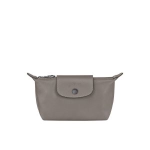Pouches Longchamp Pouch Turtledove Skórzane Szare | 8764-QUGPS