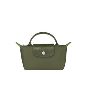 Pouches Longchamp Pouch With Forest Recycled canvas Zielone | 0271-GMKBO