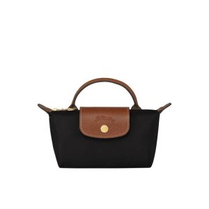 Pouches Longchamp Pouch With Recycled canvas Czarne | 0549-PZUCK