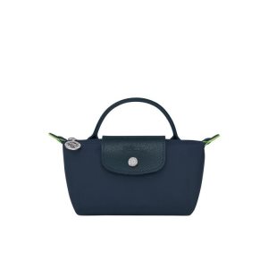 Pouches Longchamp Pouch With Recycled canvas Granatowe | 9438-VZNDF