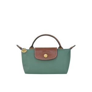 Pouches Longchamp Pouch With Recycled canvas Szare Zielone | 9508-IXOPM