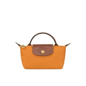 Pouches Longchamp Pouch With Saffron Recycled canvas Pomarańczowe | 2416-ELKYN