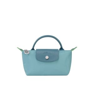 Pouches Longchamp Pouch With Thunderstorm Recycled canvas Niebieskie | 2457-UJBDC