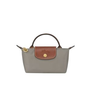 Pouches Longchamp Pouch With Turtledove Recycled canvas Szare | 3092-BMXRY