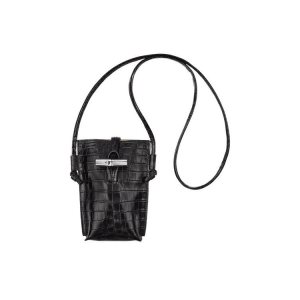 Pouches Longchamp With Koronkowe Skórzane Czarne | 2598-EFDGS