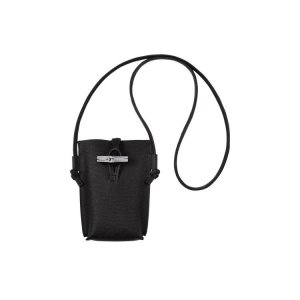 Pouches Longchamp With Koronkowe Skórzane Czarne | 3562-RSOMV