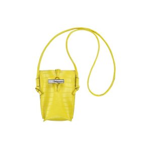 Pouches Longchamp With Koronkowe Skórzane Cytrynowy | 7439-HCUQI