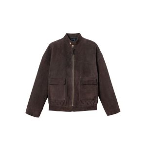 Płaszcze Longchamp Ebony Skórzane Kawa | 5189-WTNGD